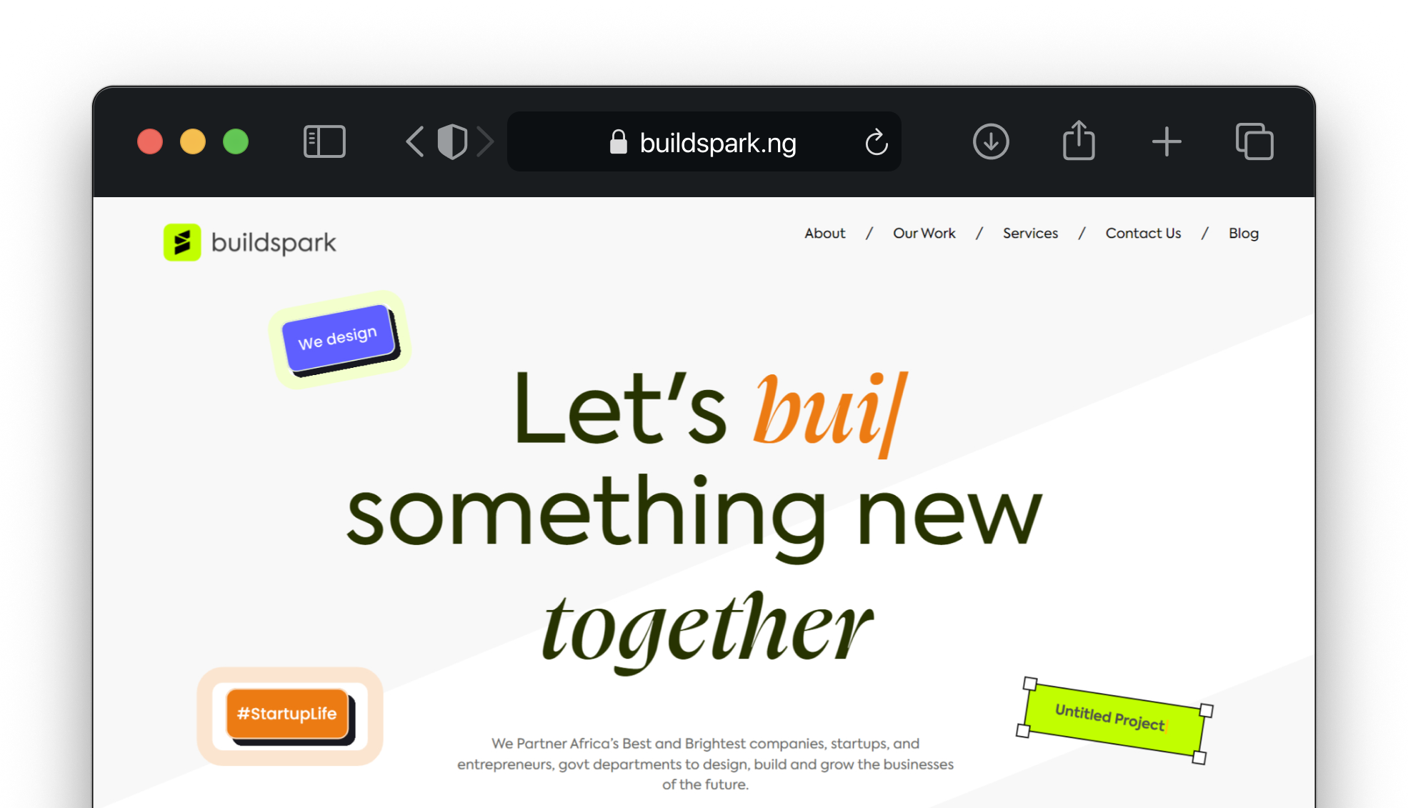 Screenshot of the BuildSpark.ng website