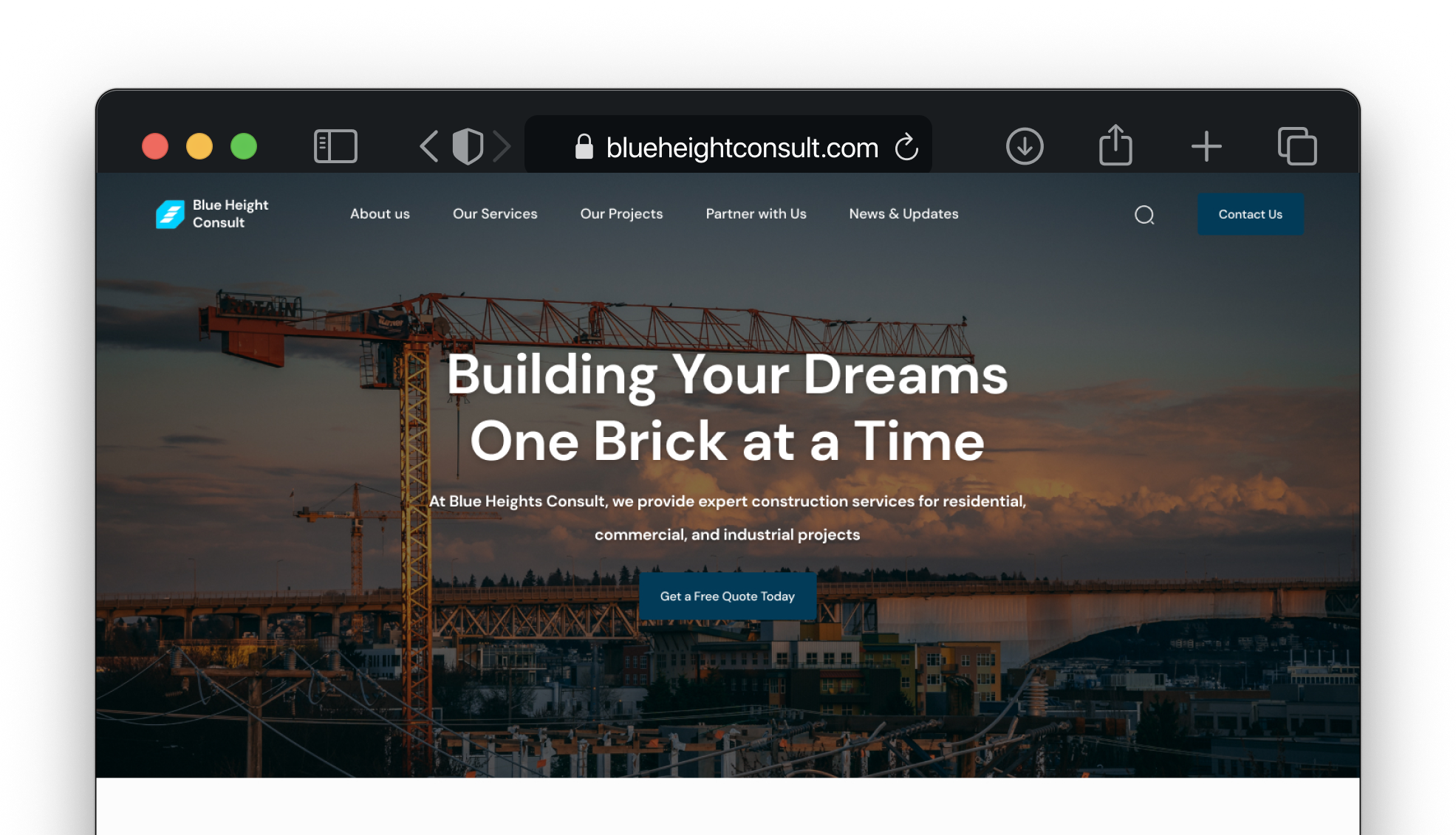 Screenshot of the Blue Height Consult website